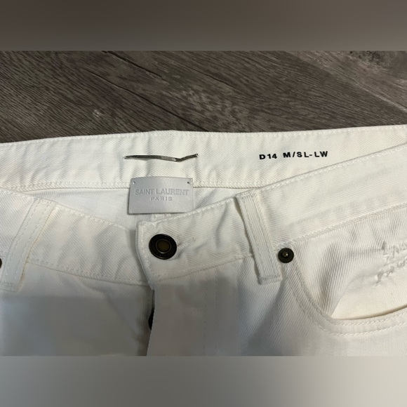 Saint Lauren D14 Slim White Jeans Mens - Picture 2 of 4